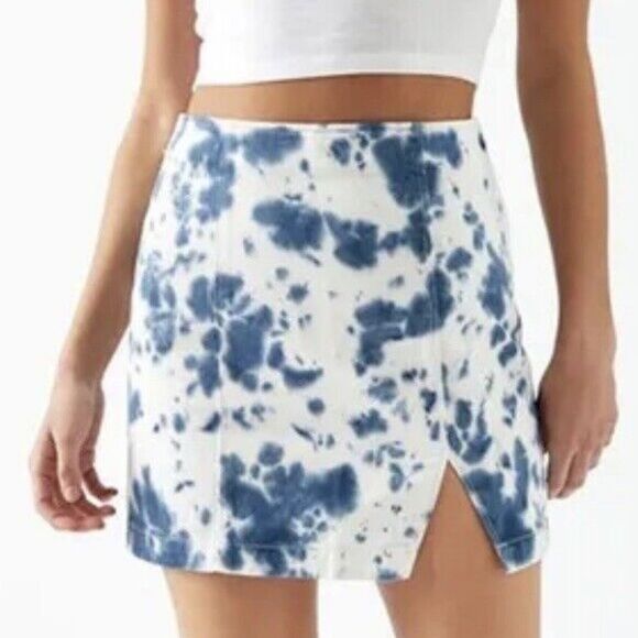 PacSun Blue and White Tie Dye Denim Skirt Size 24/XS - Picture 1 of 11